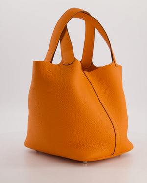 Hermès Picotin Lock 22 Bag in Orange Taurillon Clemence Leather with Palladium Hardware