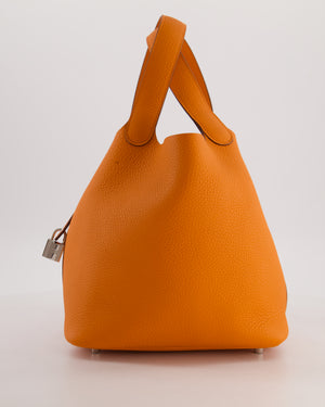 Hermès Picotin Lock 22 Bag in Orange Taurillon Clemence Leather with Palladium Hardware