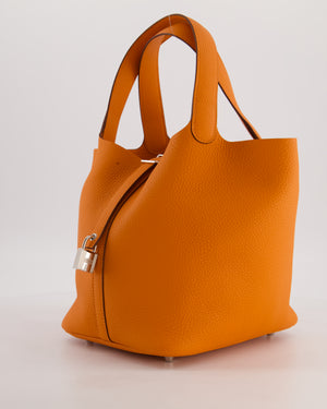 Hermès Picotin Lock 22 Bag in Orange Taurillon Clemence Leather with Palladium Hardware