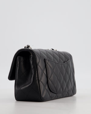 Chanel Black Mini Rectangular Flap Bag in Lambskin Leather with Silver Hardware