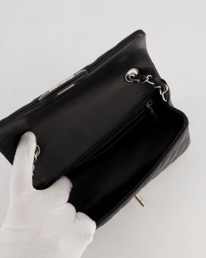 Chanel Black Mini Rectangular Flap Bag in Lambskin Leather with Silver Hardware