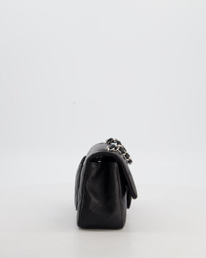 Chanel Black Mini Rectangular Flap Bag in Lambskin Leather with Silver Hardware