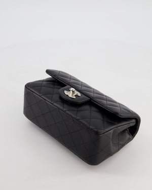 Chanel Black Mini Rectangular Flap Bag in Lambskin Leather with Silver Hardware