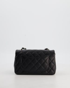 Chanel Black Mini Rectangular Flap Bag in Lambskin Leather with Silver Hardware