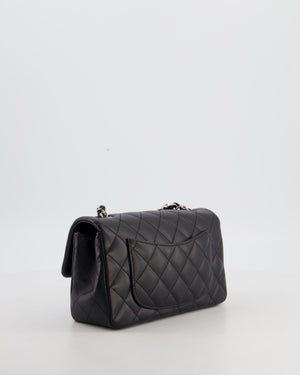 Chanel Black Mini Rectangular Flap Bag in Lambskin Leather with Silver Hardware