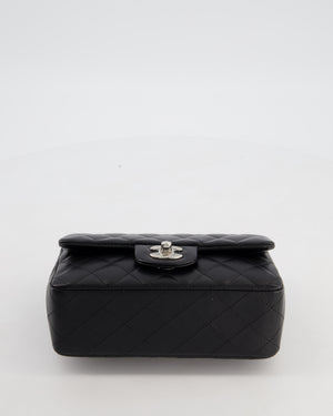 Chanel Black Mini Rectangular Flap Bag in Lambskin Leather with Silver Hardware