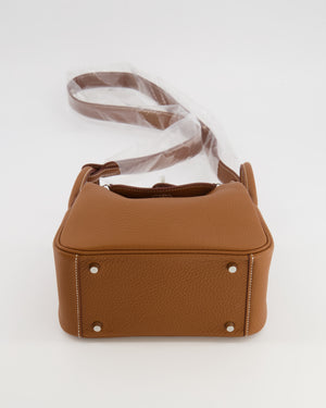 Hermès Mini Lindy Bag in Gold Taurillon Clemence Leather with Palladium Hardware