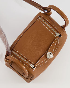 Hermès Mini Lindy Bag in Gold Taurillon Clemence Leather with Palladium Hardware