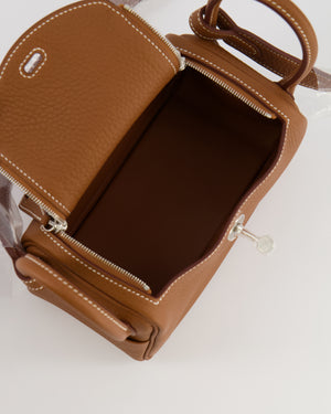 Hermès Mini Lindy Bag in Gold Taurillon Clemence Leather with Palladium Hardware