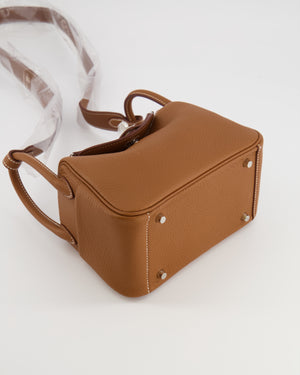 Hermès Mini Lindy Bag in Gold Taurillon Clemence Leather with Palladium Hardware