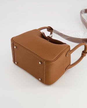 Hermès Mini Lindy Bag in Gold Taurillon Clemence Leather with Palladium Hardware