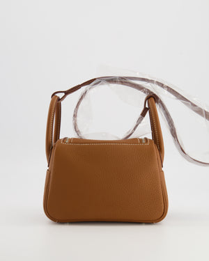 Hermès Mini Lindy Bag in Gold Taurillon Clemence Leather with Palladium Hardware
