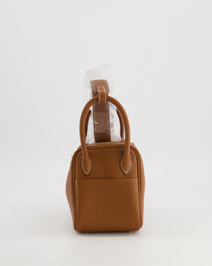 Hermès Mini Lindy Bag in Gold Taurillon Clemence Leather with Palladium Hardware