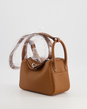 Hermès Mini Lindy Bag in Gold Taurillon Clemence Leather with Palladium Hardware