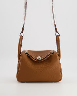 Hermès Mini Lindy Bag in Gold Taurillon Clemence Leather with Palladium Hardware