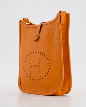 Hermès Mini Evelyne Bag in Orange Clemence Leather with Gold Hardware