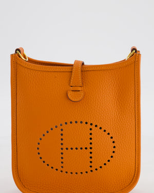 Hermès Mini Evelyne Bag in Orange Clemence Leather with Gold Hardware