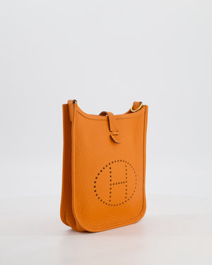 Hermès Mini Evelyne Bag in Orange Clemence Leather with Gold Hardware