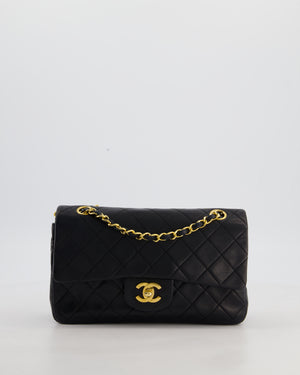 *FIRE PRICE* Chanel Vintage Black Small Classic Double Flap Bag in Lambskin Leather with 24k Gold Hardware