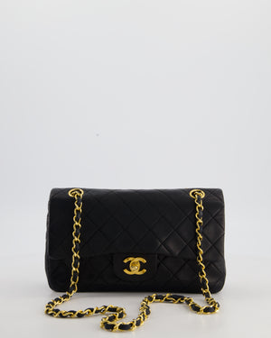 *FIRE PRICE* Chanel Vintage Black Small Classic Double Flap Bag in Lambskin Leather with 24k Gold Hardware