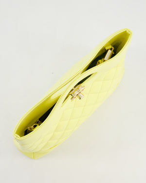Chanel Small 31 Bag with Chain in Yellow Shiny Calfskin Leather with Champagne Gold Hardware