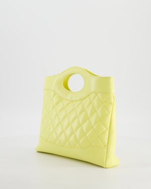 Chanel Small 31 Bag with Chain in Yellow Shiny Calfskin Leather with Champagne Gold Hardware