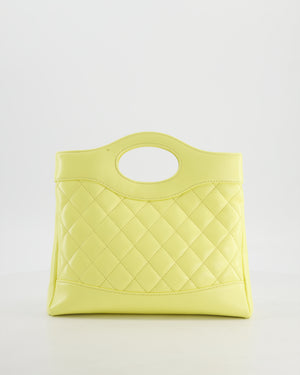 Chanel Small 31 Bag with Chain in Yellow Shiny Calfskin Leather with Champagne Gold Hardware