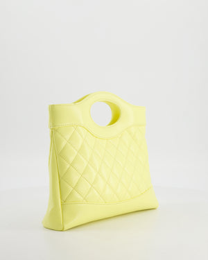 Chanel Small 31 Bag with Chain in Yellow Shiny Calfskin Leather with Champagne Gold Hardware