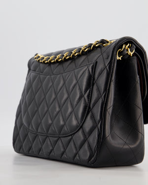 Chanel Classic Jumbo Double Flap Bag in Black Lambskin Leather with Gold Hardware