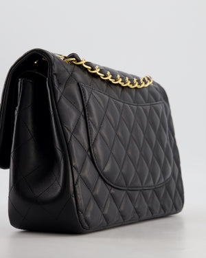 Chanel Classic Jumbo Double Flap Bag in Black Lambskin Leather with Gold Hardware