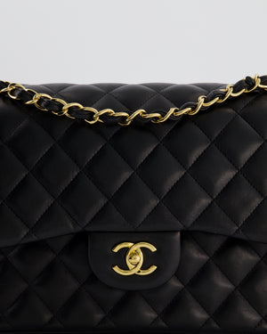 Chanel Classic Jumbo Double Flap Bag in Black Lambskin Leather with Gold Hardware