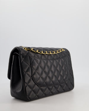 Chanel Classic Jumbo Double Flap Bag in Black Lambskin Leather with Gold Hardware