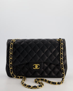 Chanel Classic Jumbo Double Flap Bag in Black Lambskin Leather with Gold Hardware