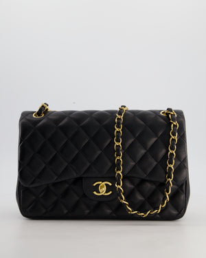 Chanel Classic Jumbo Double Flap Bag in Black Lambskin Leather with Gold Hardware