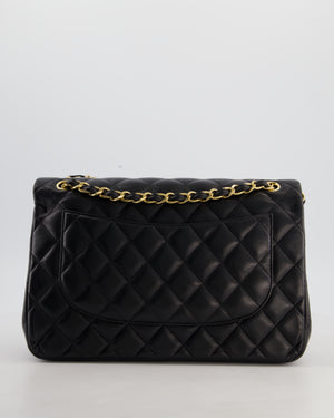 Chanel Classic Jumbo Double Flap Bag in Black Lambskin Leather with Gold Hardware
