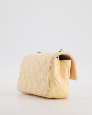Chanel Beige Ultra Mini Rectangular Flap Bag in Patent Leather with Silver Hardware