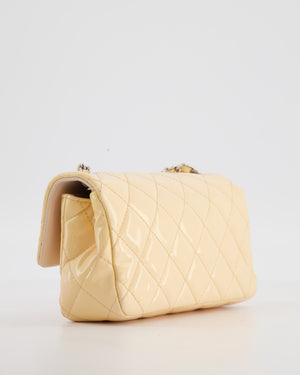 Chanel Beige Ultra Mini Rectangular Flap Bag in Patent Leather with Silver Hardware