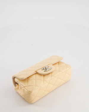 Chanel Beige Ultra Mini Rectangular Flap Bag in Patent Leather with Silver Hardware