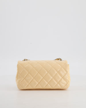 Chanel Beige Ultra Mini Rectangular Flap Bag in Patent Leather with Silver Hardware