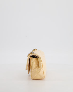 Chanel Beige Ultra Mini Rectangular Flap Bag in Patent Leather with Silver Hardware