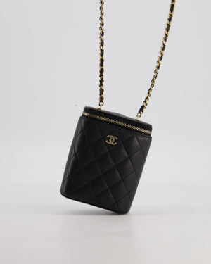 Chanel Black Mini Vertical Vanity Bag in Caviar Leather with Champagne Gold Hardware