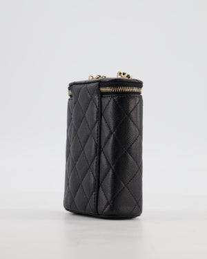 Chanel Black Mini Vertical Vanity Bag in Caviar Leather with Champagne Gold Hardware