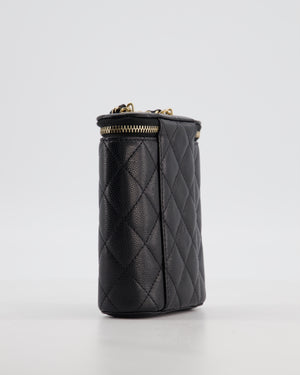 Chanel Black Mini Vertical Vanity Bag in Caviar Leather with Champagne Gold Hardware