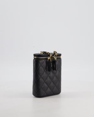 Chanel Black Mini Vertical Vanity Bag in Caviar Leather with Champagne Gold Hardware