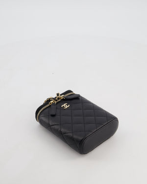 Chanel Black Mini Vertical Vanity Bag in Caviar Leather with Champagne Gold Hardware
