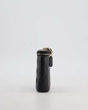 Chanel Black Mini Vertical Vanity Bag in Caviar Leather with Champagne Gold Hardware