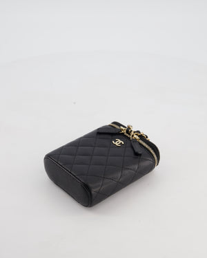 Chanel Black Mini Vertical Vanity Bag in Caviar Leather with Champagne Gold Hardware