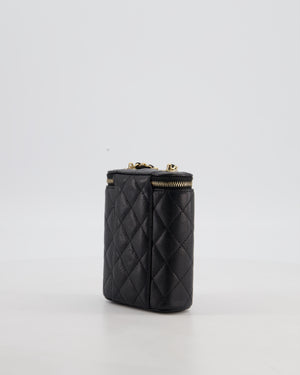 Chanel Black Mini Vertical Vanity Bag in Caviar Leather with Champagne Gold Hardware