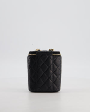 Chanel Black Mini Vertical Vanity Bag in Caviar Leather with Champagne Gold Hardware