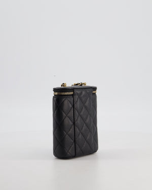 Chanel Black Mini Vertical Vanity Bag in Caviar Leather with Champagne Gold Hardware